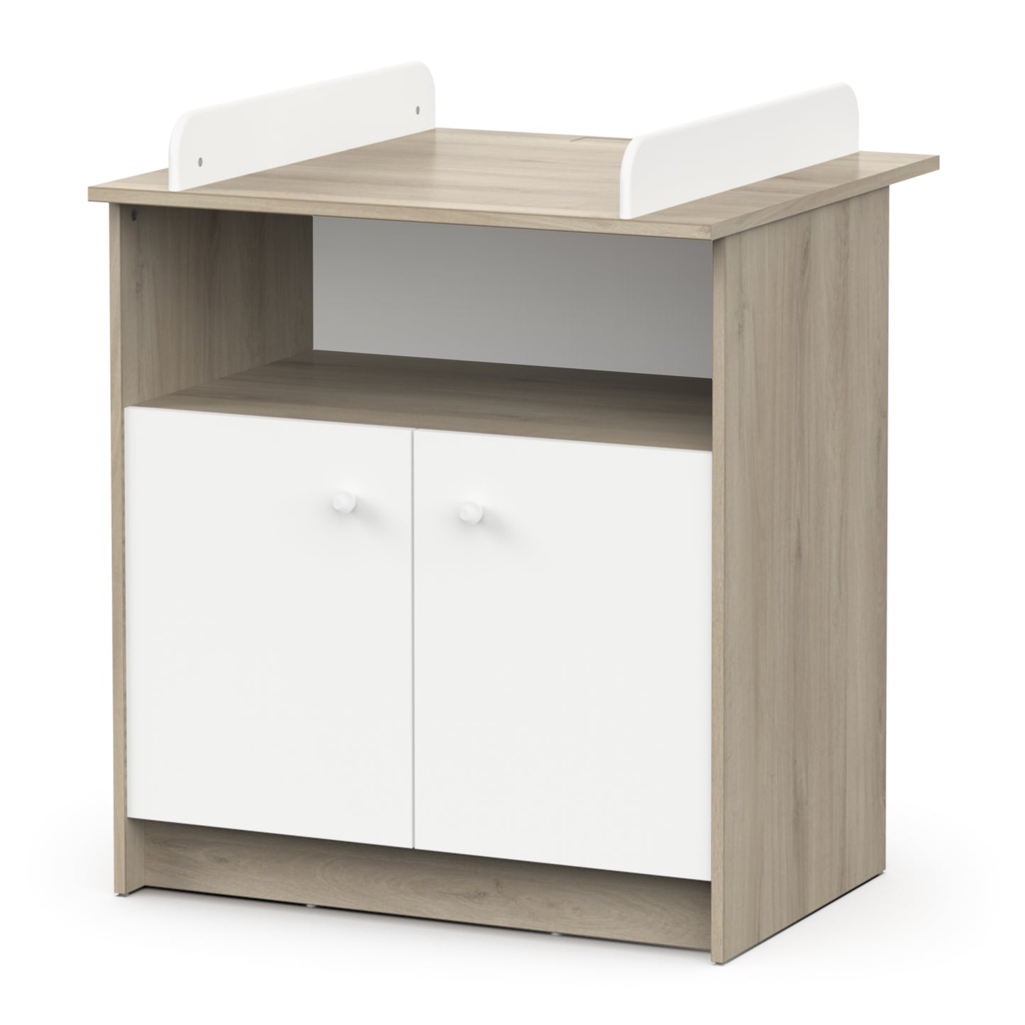 Violet 2 Door Baby Changing Table- Matt White & Kronberg Oak - FurniComp