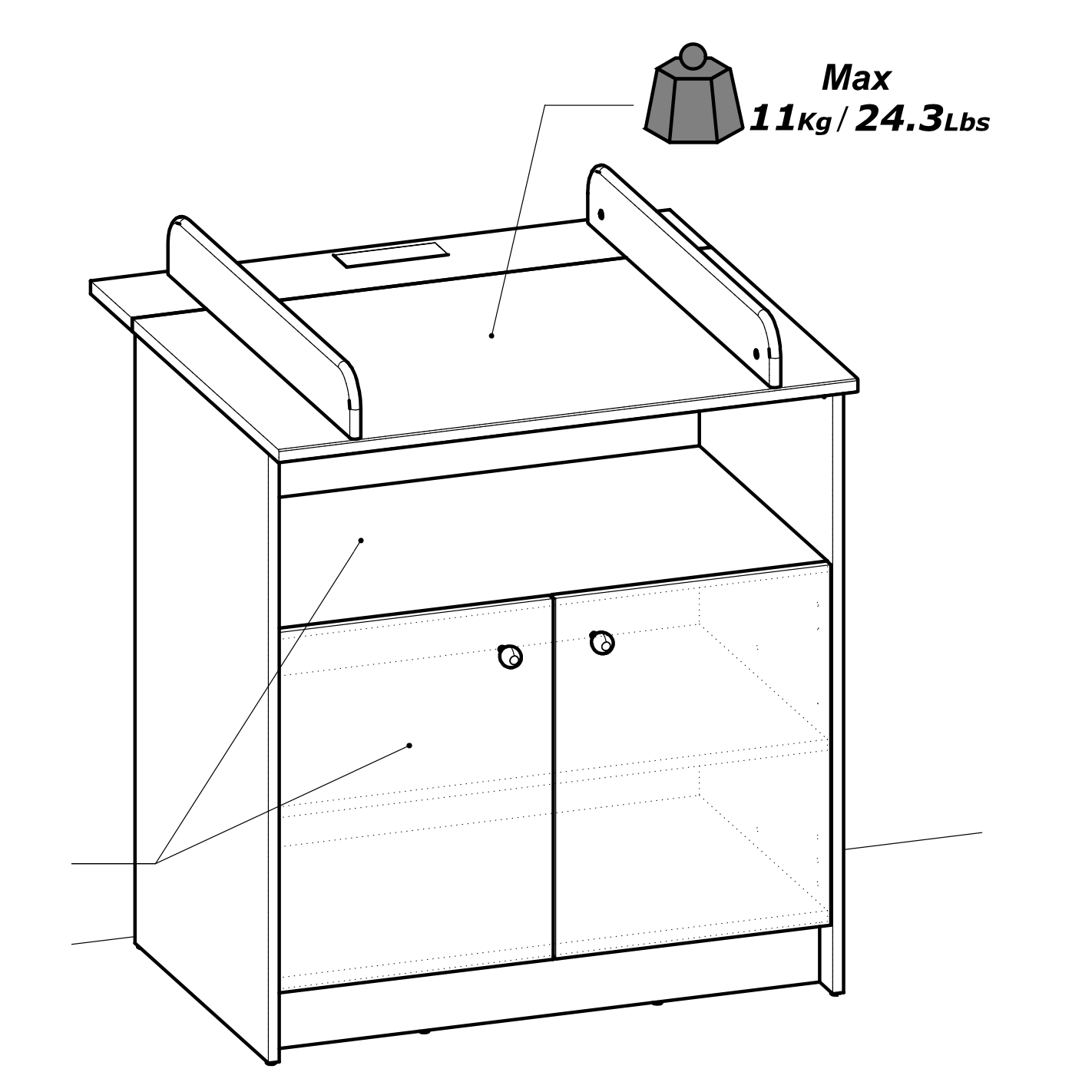 Violet 2 Door Baby Changing Table- Matt White & Kronberg Oak - FurniComp