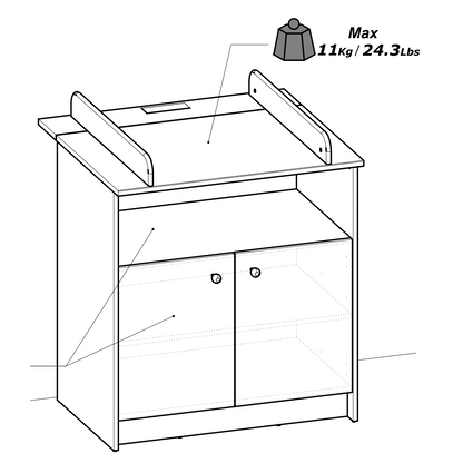 Violet 2 Door Baby Changing Table- Matt White & Kronberg Oak - FurniComp