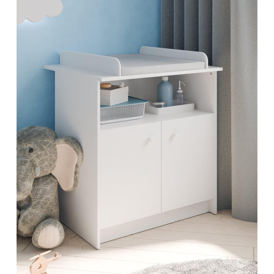 Violet 2 Door Baby Changing Table- Matt White - FurniComp