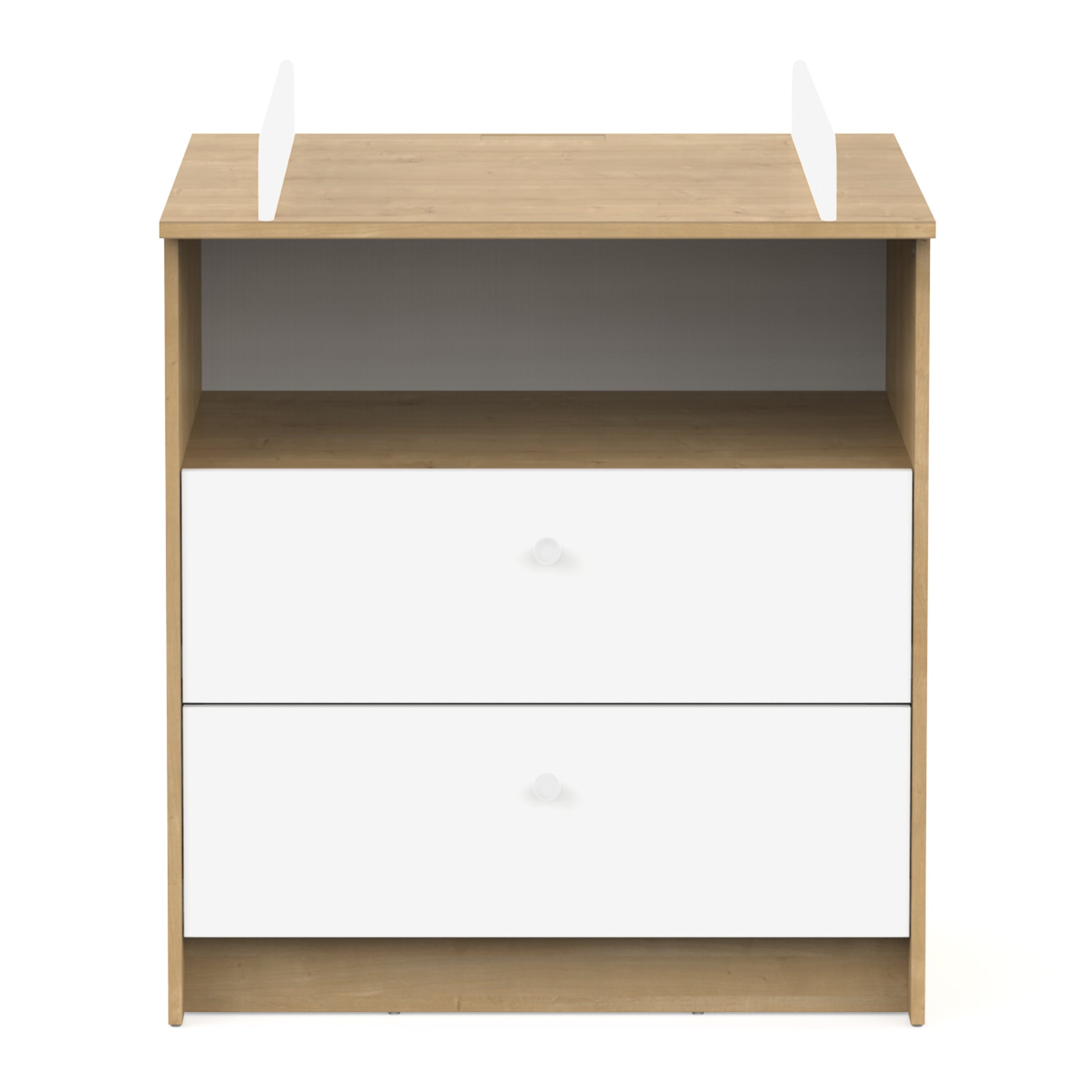 Violet 2 Drawer Baby Changing Table- Matt White & Hamilton Oak - FurniComp