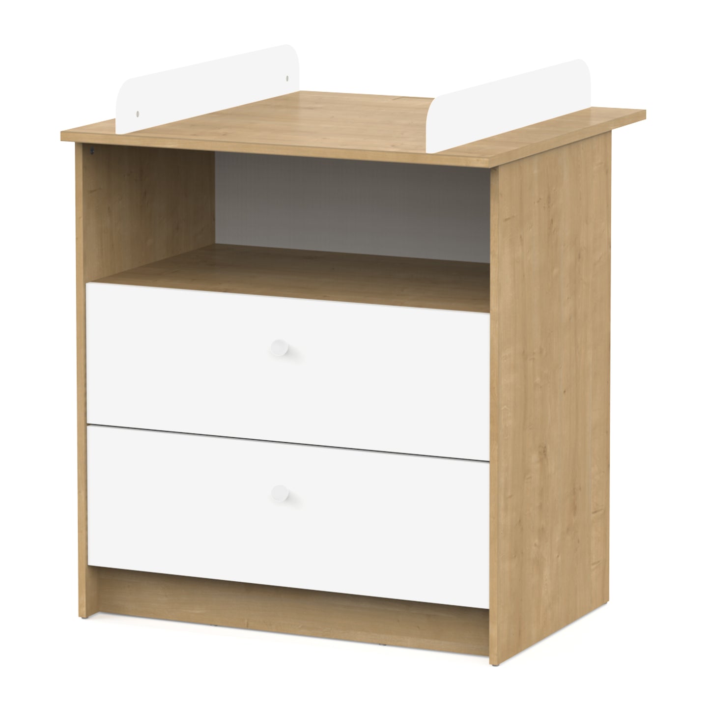 Violet 2 Drawer Baby Changing Table- Matt White & Hamilton Oak - FurniComp