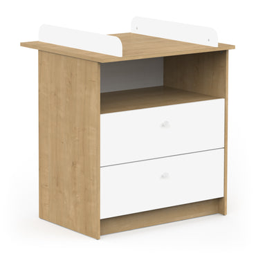 Violet 2 Drawer Baby Changing Table- Matt White & Hamilton Oak - FurniComp