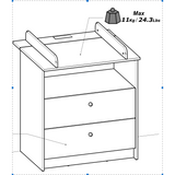 Violet 2 Drawer Baby Changing Table- Matt White & Hamilton Oak - FurniComp