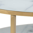 Violet 2 Tier Round Coffee Table- White Marble & Gold - FurniComp