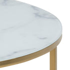 Violet 2 Tier Round Coffee Table- White Marble & Gold - FurniComp