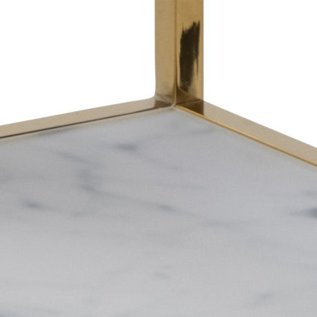 Violet 2 Tier Side Table/Lamp Table- White Marble & Gold - FurniComp