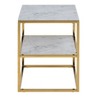 Violet 2 Tier Side Table/Lamp Table- White Marble & Gold - FurniComp