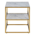 Violet 2 Tier Side Table/Lamp Table- White Marble & Gold - FurniComp
