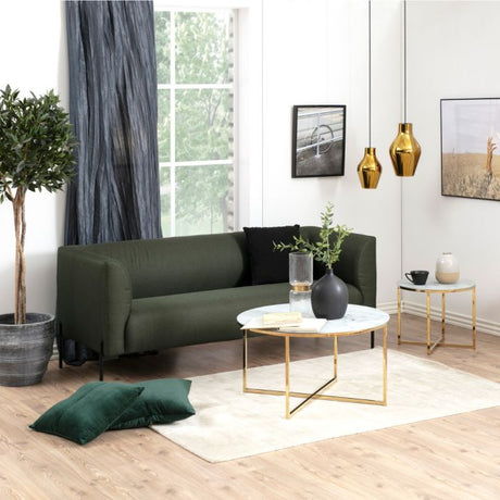 Violet 80cm Round Coffee Table- White Marble & Gold - FurniComp