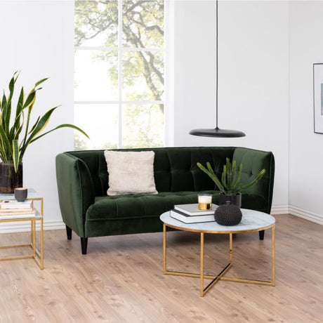Violet 80cm Round Coffee Table- White Marble & Gold - FurniComp
