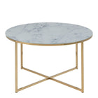 Violet 80cm Round Coffee Table- White Marble & Gold - FurniComp