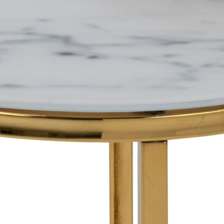 Violet Nest of 2 Round Tables- White Marble & Gold - FurniComp