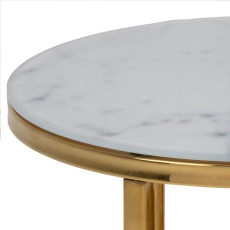 Violet Nest of 2 Round Tables- White Marble & Gold - FurniComp