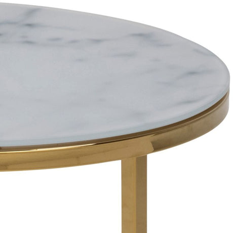Violet Nest of 2 Round Tables- White Marble & Gold - FurniComp