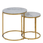 Violet Nest of 2 Round Tables- White Marble & Gold - FurniComp