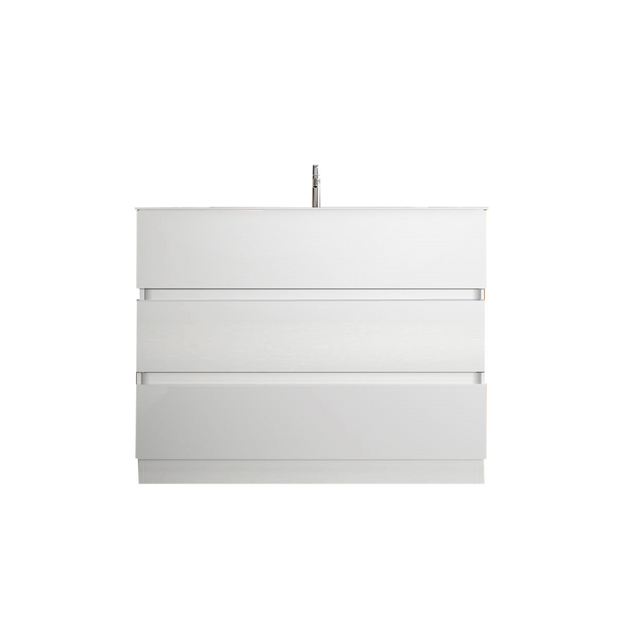 Vivia 3 Drawer White High Gloss 1010mm Free Standing Countertop Vanity Unit - FurniComp