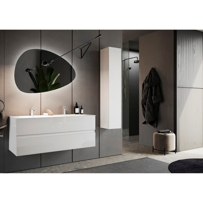 Vivia 3 Drawer White High Gloss 1220mm Free Standing Double Sink Vanity Unit - FurniComp