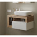 Lorenzo White Gloss & Cadiz Oak 1 Drawer 790mm Wall Hung Vanity Unit with Basin - FurniComp