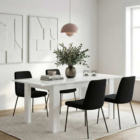 Ashley 137x90cm Extending Dining Table- White Gloss - FurniComp