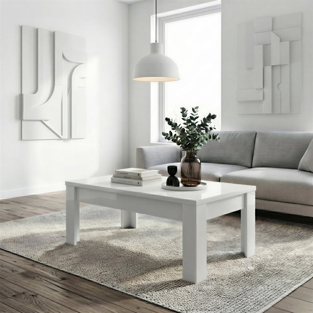 Ashley Rectangular Coffee Table- White Gloss - FurniComp