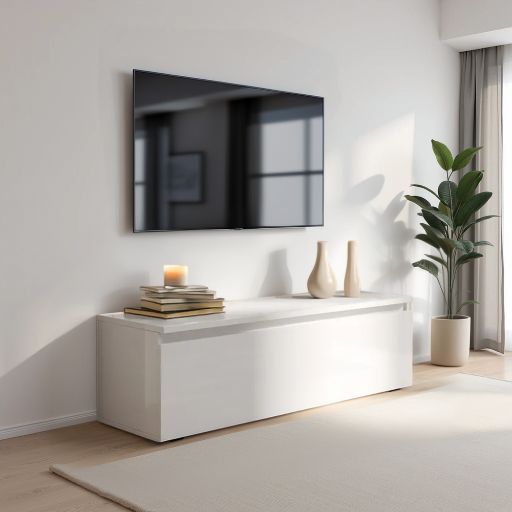 Combo 138cm 1 Drawer TV Unit - White Gloss - FurniComp