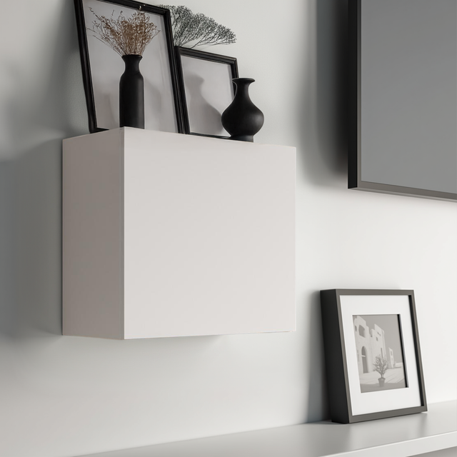 Combo 55cm Floating Wall Cube With Door - White Gloss COM-81-01 - FurniComp