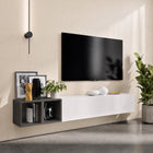 Combo 194cm Floating Wall Hung TV Entertainment Unit – White Gloss & Black Lava - FurniComp