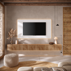 Combo Media Wall Entertainment Unit- White Gloss & Cadiz Oak - FurniComp