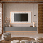 Combo Media Wall Entertainment Unit- White Marble & Slate Grey - FurniComp