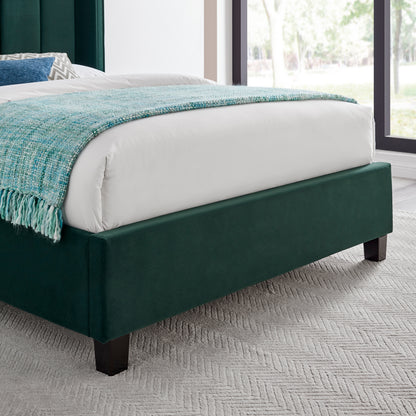 Zaneta Emerald Green Velvet Bed Frame - FurniComp