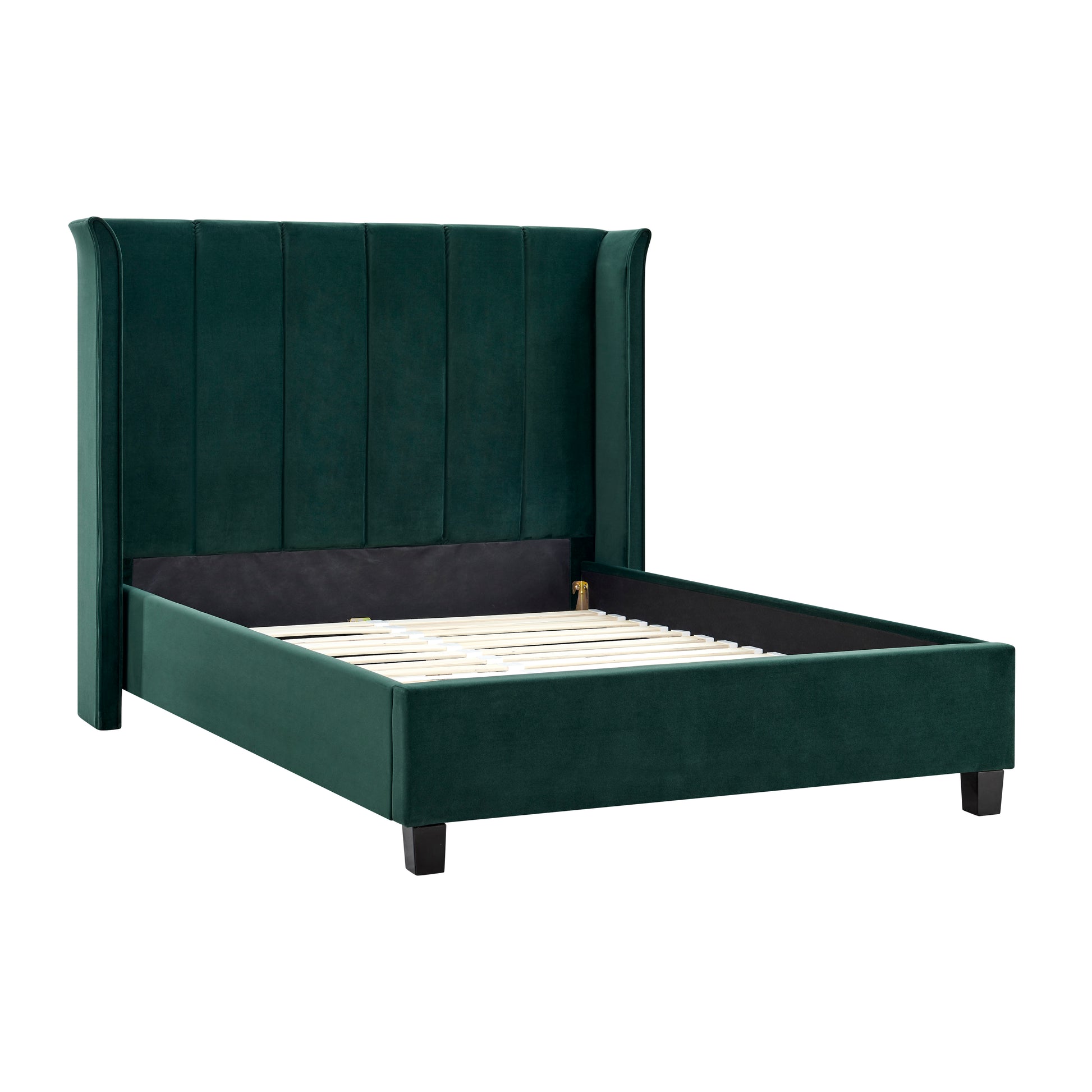 Zaneta Emerald Green Velvet Bed Frame - FurniComp