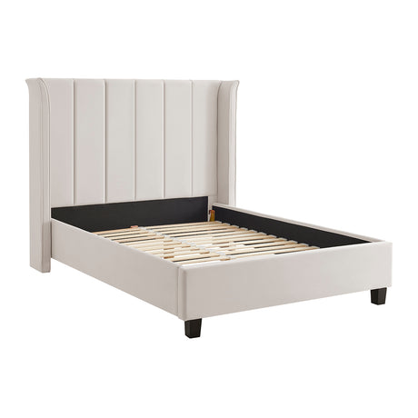 Zaneta Natural Velvet Bed Frame - FurniComp
