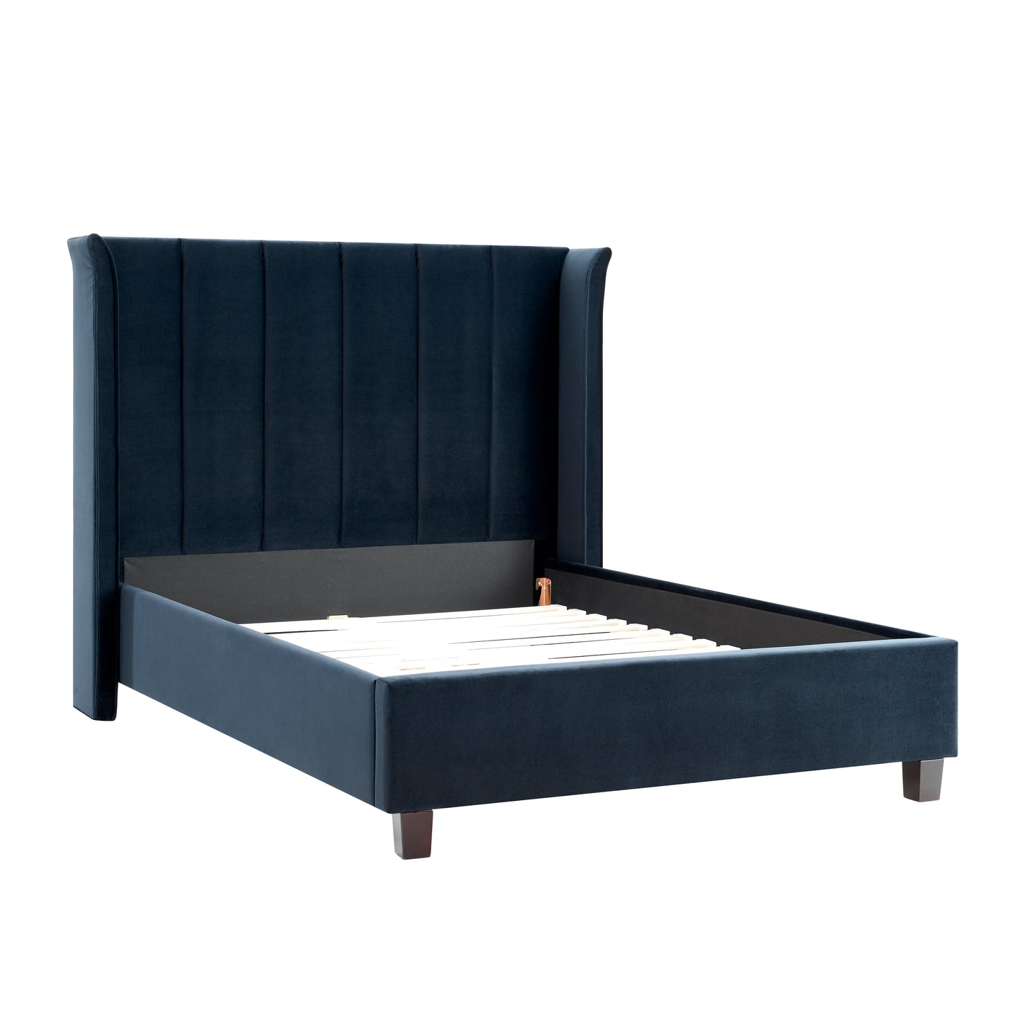 Zaneta Navy Blue Velvet Bed Frame - FurniComp