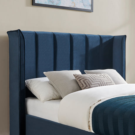 Zaneta Navy Blue Velvet Storage Bed Frame - FurniComp