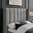 Zaneta Silver Velvet Bed Frame - FurniComp