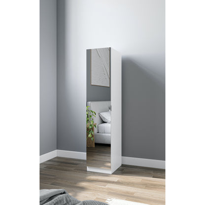 Zoe 1 Door White Mirrored Wardrobe - FurniComp