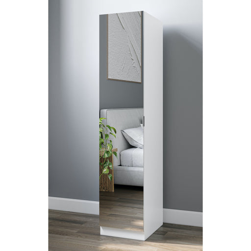Zoe 1 Door White Mirrored Wardrobe - FurniComp