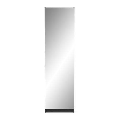 Reflex Matt Black Tall Mirrored Shoe Cabinet - FurniComp