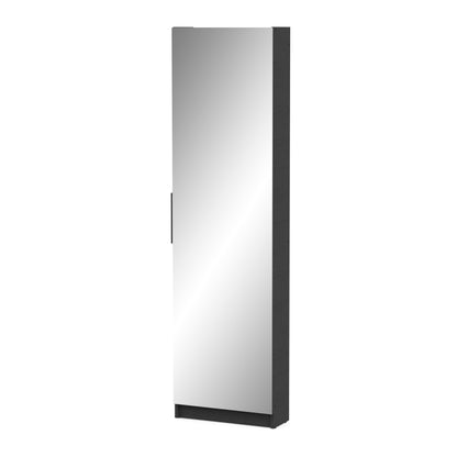 Reflex Matt Black Tall Mirrored Shoe Cabinet - FurniComp