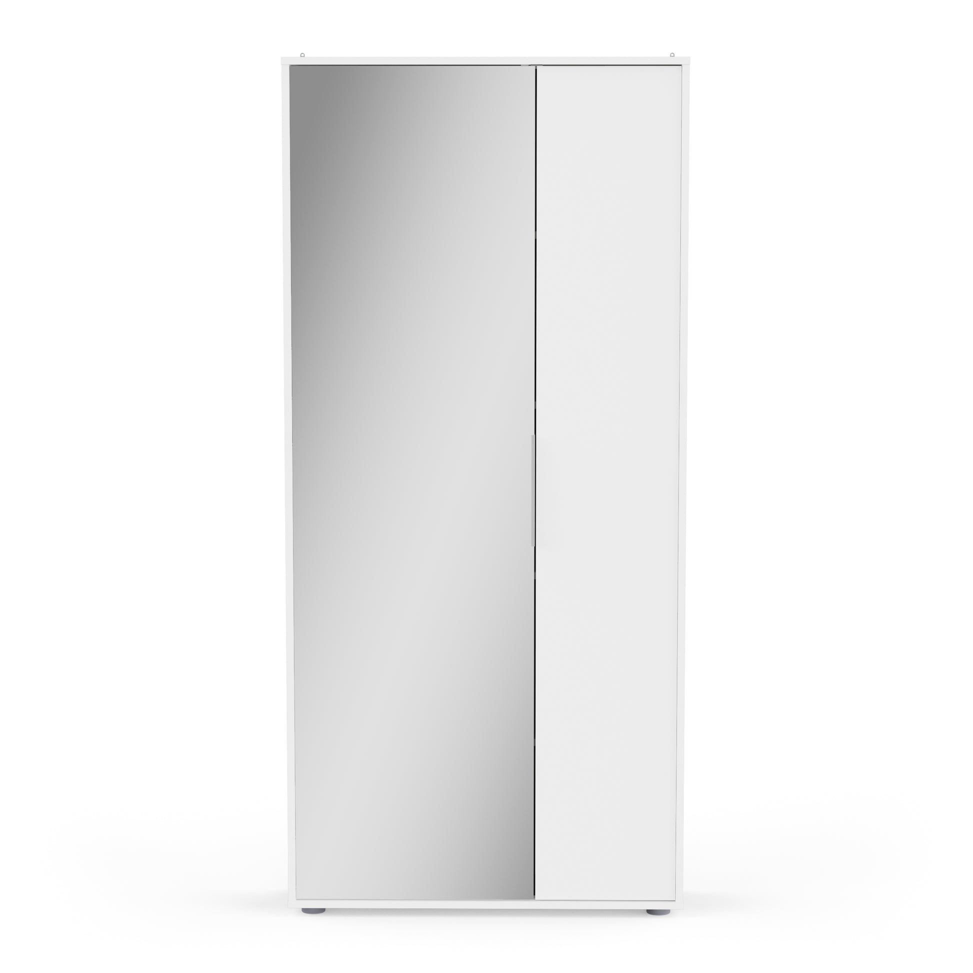 Zurich 2 Door Matt White Large Tall Mirrored Shoe Storage Cabinet - FurniComp