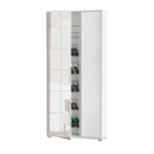 Zurich 2 Door Matt White Large Tall Mirrored Shoe Storage Cabinet - FurniComp