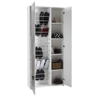 Zurich 2 Door Matt White Large Tall Mirrored Shoe Storage Cabinet - FurniComp