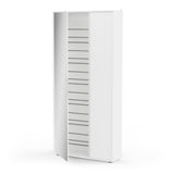 Zurich 2 Door Matt White Large Tall Mirrored Shoe Storage Cabinet - FurniComp