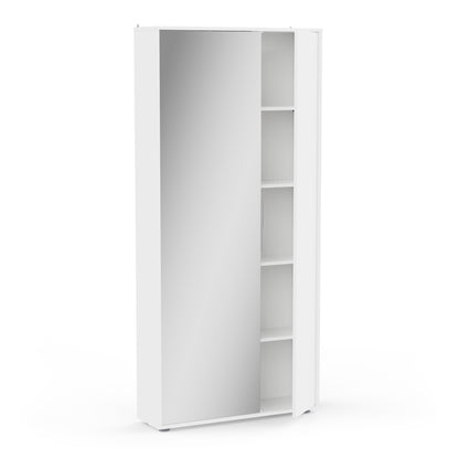 Zurich 2 Door Matt White Large Tall Mirrored Shoe Storage Cabinet - FurniComp