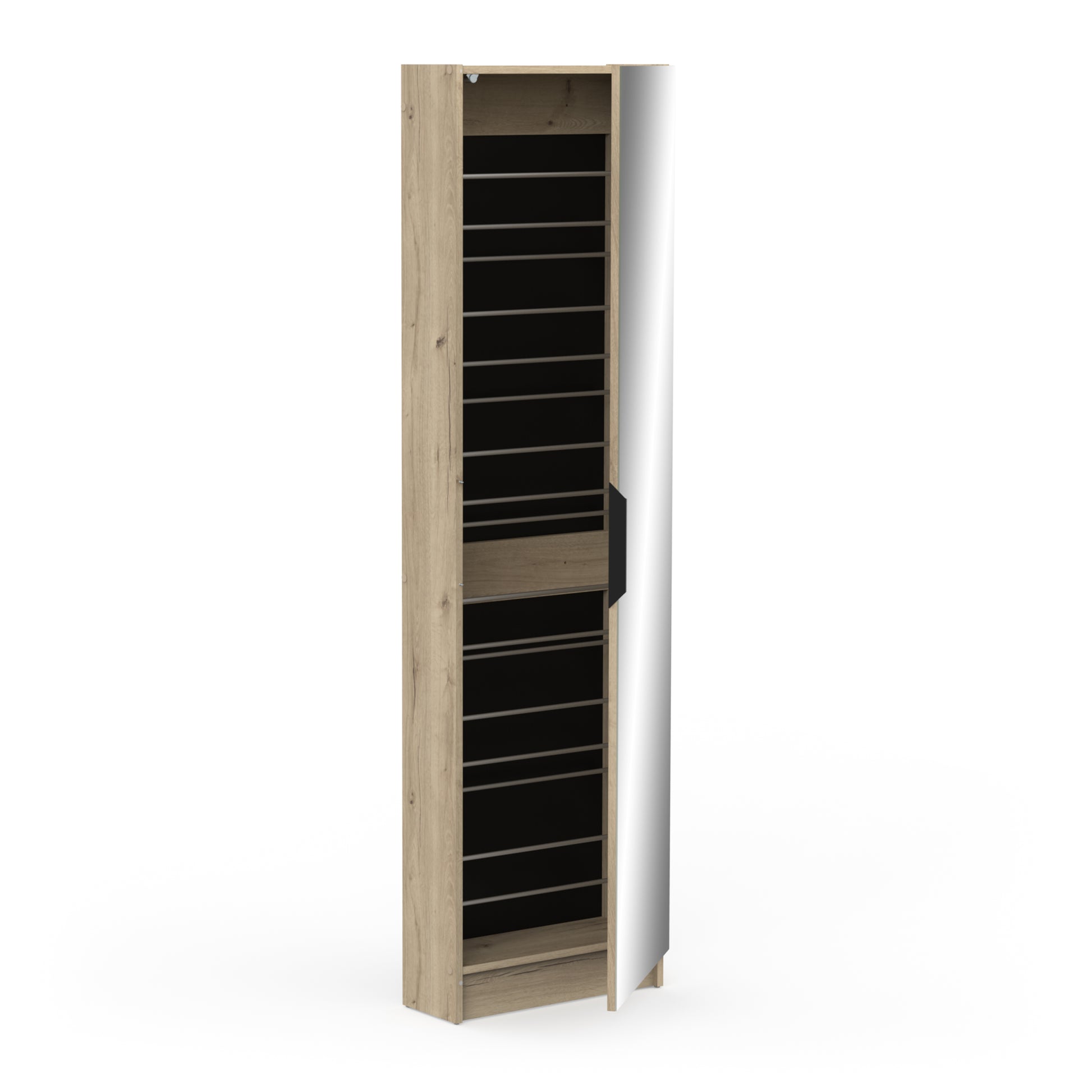 Reflex Royal Oak Tall Mirrored Shoe Cabinet - FurniComp