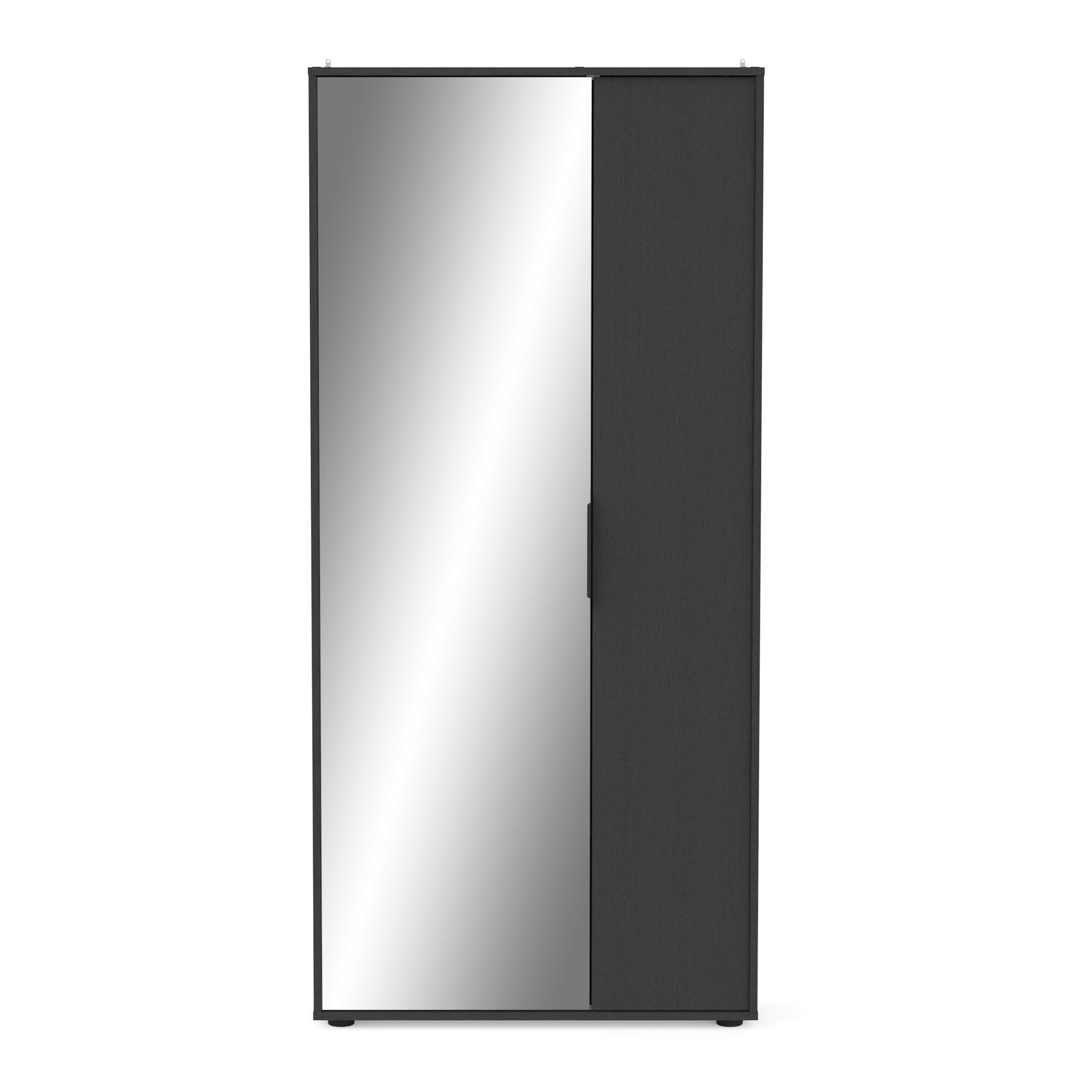 Zurich 2 Door Black Large Tall Mirrored Shoe Storage Cabinet - FurniComp