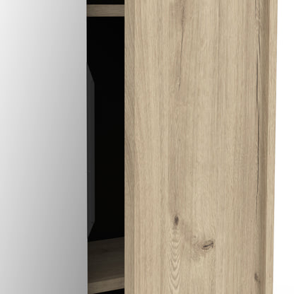 Zurich 2 Door Oak Large Tall Mirrored Shoe Storage Cabinet - FurniComp