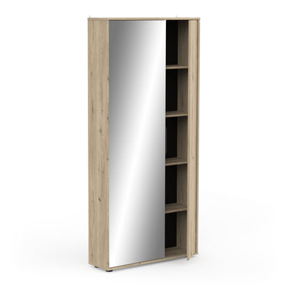 Zurich 2 Door Oak Large Tall Mirrored Shoe Storage Cabinet - FurniComp