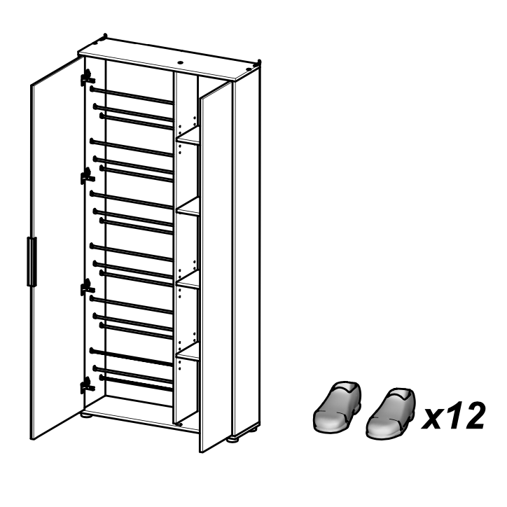 Zurich 2 Door Oak Large Tall Mirrored Shoe Storage Cabinet - FurniComp